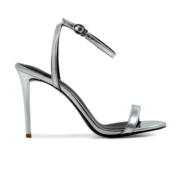 Emilia - Women's Silver Grey Strapped Heels