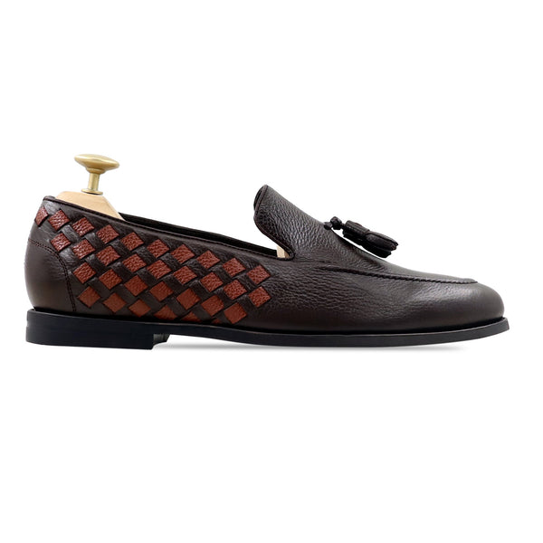 Tanto - Men's Dark Brown Hand Woven Calf Leather Loafer