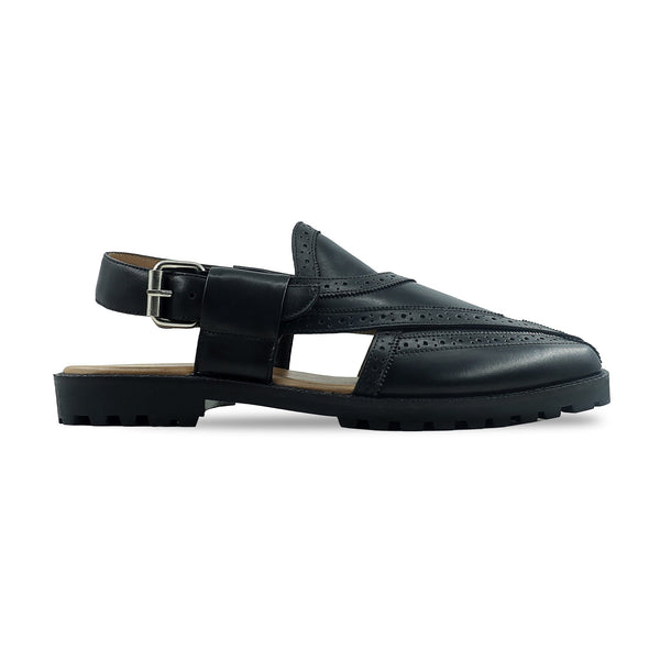 Carmela - Men's Black Calf Leather Sandal
