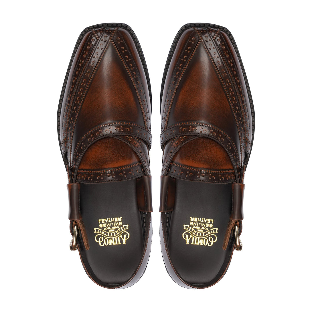 NOUROZE CHAPPAL BROWN BURNISHED - Gomila Intersole